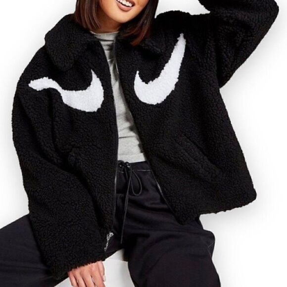 Nike Street Style Oversized Shearling Logo Jackets - Picture 1 of 10